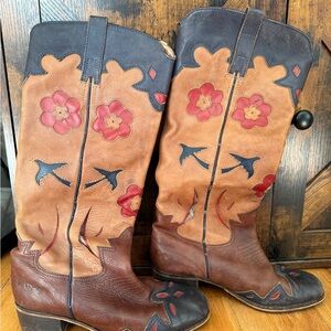 Lucky Brand Floral Leather Cowboy Boots